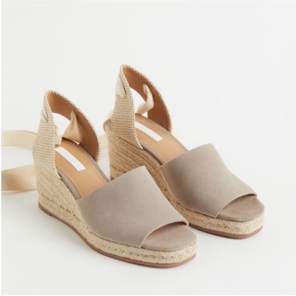 H&M Suede Espadrille Sandals - Taupe